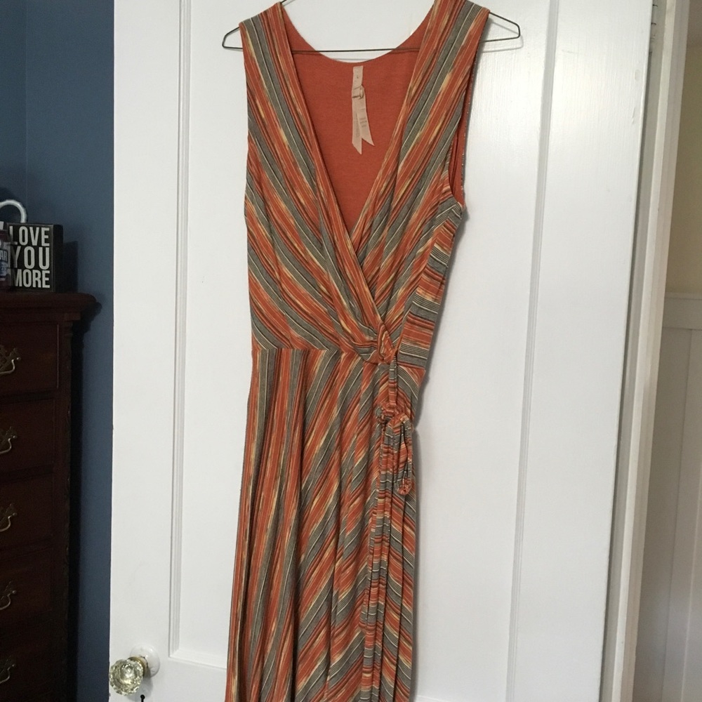 Orange patterned wrap dress